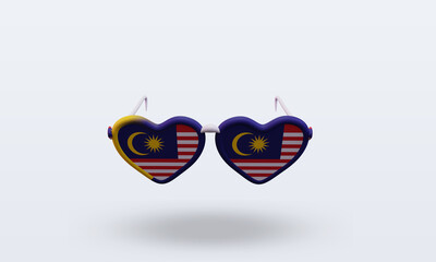 3d sunglasses love Malaysia flag rendering front view