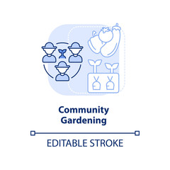 Community gardening light blue concept icon. Social activity. Gardening type abstract idea thin line illustration. Isolated outline drawing. Editable stroke. Arial, Myriad Pro-Bold fonts used
