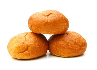 Fototapeta na wymiar Freshly baked loaf of bread, hot and steaming on white 