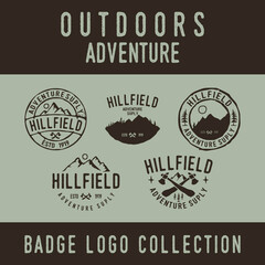 Badge Logo Vintage Hand Drawn Hipster Adventure Outdoor Collection Set