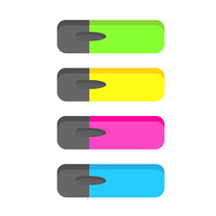 Colorful markers. jpg image. Set of markers on a light background. colored markers. Icon markers. jpeg image illustration.Isolated rainbow of colorful pen markers.
