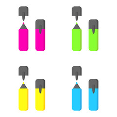 Colorful markers. jpg image. Set of markers on a light background. colored markers. Icon markers. jpeg image illustration.Isolated rainbow of colorful pen markers.
