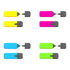 Colorful markers. jpg image. Set of markers on a light background. colored markers. Icon markers. jpeg image illustration.Isolated rainbow of colorful pen markers.
