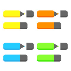 Colorful markers. jpg image. Set of markers on a light background. colored markers. Icon markers. jpeg image illustration.Isolated rainbow of colorful pen markers.
