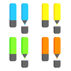 Colorful markers. jpg image. Set of markers on a light background. colored markers. Icon markers. jpeg image illustration.Isolated rainbow of colorful pen markers.
