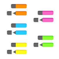 Colorful markers. jpg image. Set of markers on a light background. colored markers. Icon markers. jpeg image illustration.Isolated rainbow of colorful pen markers.
