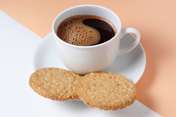 Oat cookies and cup of coffee