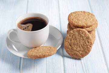 Oat cookies and cup of coffee