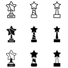 Cup icon vector set. Winner illustration sign collection. Premium symbol or logo.
