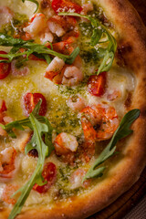 Pizza with shrimps