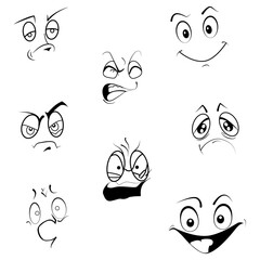 Vector illustration of different facial expressions in cartoon style