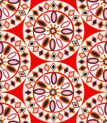 Abstract Geometric Trendy Fashion Contemporary Pattern Seamless Scarf Style Circles Diamonds Vector Design Perfect for Allover Fabric Print