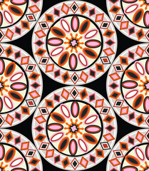 Abstract Geometric Trendy Fashion Contemporary Pattern Seamless Scarf Style Circles Diamonds Vector Design Perfect for Allover Fabric Print