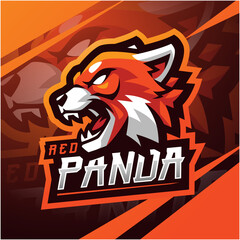 Red panda head esport mascot logo design © Visink.art
