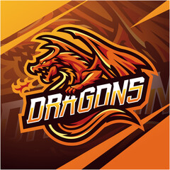 Dragon esport mascot logo design © Visink.art