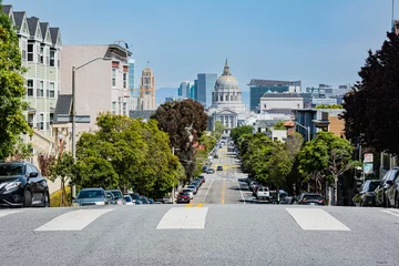 Fotobehang Civic Center view from Alamo Square, San Francisco, California  © pikappa51