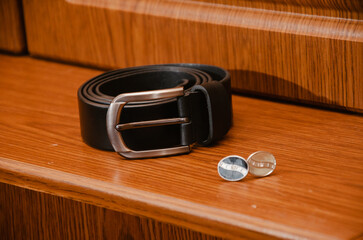 belt on a wooden background