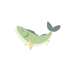 Fototapeta premium Green fish. Vector illustration, flat design