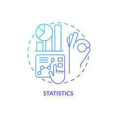 Statistics blue gradient concept icon. Interesting skill to learn abstract idea thin line illustration. Analyzing data. Math class. Probability. Isolated outline drawing. Myriad Pro-Bold font used