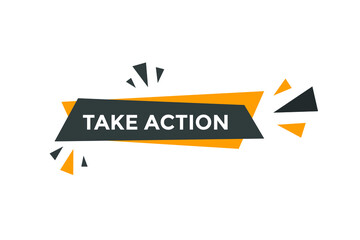 Take Action text social media banner promotion. Take Action label colorful