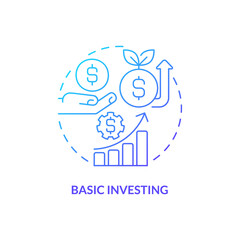 Basic investing blue gradient concept icon. Personal development abstract idea thin line illustration. Generating supplemental income. Isolated outline drawing. Myriad Pro-Bold font used
