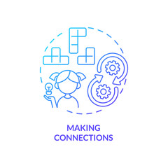 Making connections blue gradient concept icon. Basic life skill for kid abstract idea thin line illustration. Solving problems. Flexible thinking. Isolated outline drawing. Myriad Pro-Bold font used