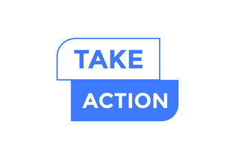 Take Action text social media banner promotion. Take Action label colorful