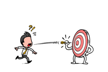 Businessman fail to hit the target. Vector illustration design with isolated background