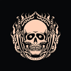 skull and swords tattoo vector design