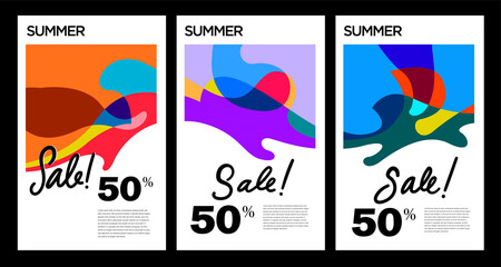 Summer colorful abstract fluid background. Sale 50% discount
