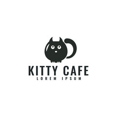  kitty cafe logo design template  