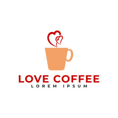  love coffee logo design template 