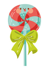 Kawaii lollipop. Cartoon vector illustration