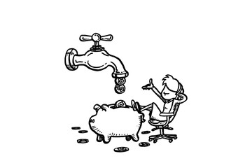 Laid back business woman living financial freedom live. Caricature vector illustration design