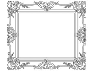 Decorative frame for coloring book. Handcrafted illustration with classic antique framework.	