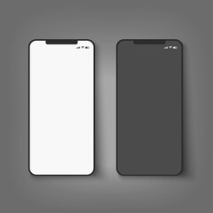 Mobile phone mockups with blank screen.