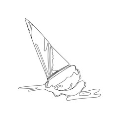 Dropped melted ice cream dropped on the floor doodle line art sketch on white background,Vector illustration of one scoop of icecream in waffle cone abstract continuous line art drawing.Summer dessert