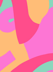 Bright abstract background. Abstraction with pink and red colors. Perfect as poster, banner, template. Different abstract shapes.