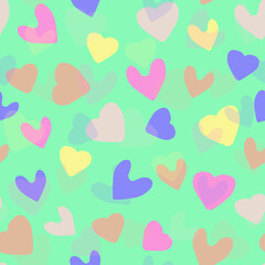 seamless mixed heart shape stamp pattern background , greeting card or fabric