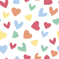 seamless multicolour heart shape stamp pattern background , greeting card or fabric