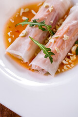 Spring rolls with salmon