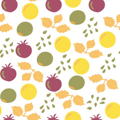 Summer berries seamless pattern in doodle style