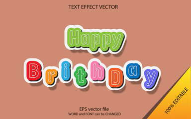 vector text effect editable happy brith day