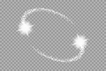 Lights on the transparent background cometa tail. vector illustration