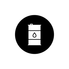 Oil barrel icon in black round