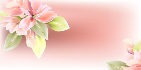 Flower  art background vector. Wallpaper design with floral paint brush line art. leaves and flowers nature design for cover, wall art, invitation, fabric, poster, canvas print.