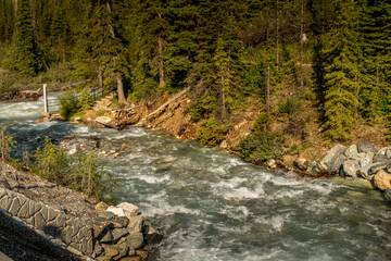 Fototapeta na wymiar Confluence of Tokkum Creek and Kootney River Marble Canyon Kootney National Park British Columbia Canada