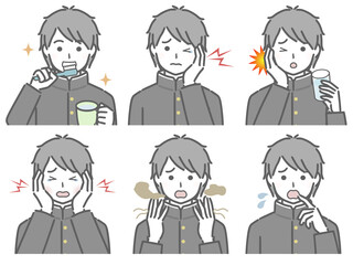 口の中に異常がある男子学生