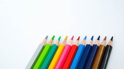 color pencils isolated on a white background