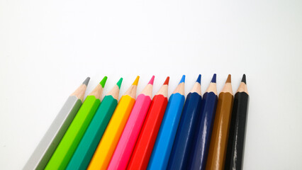 color pencils isolated on a white background